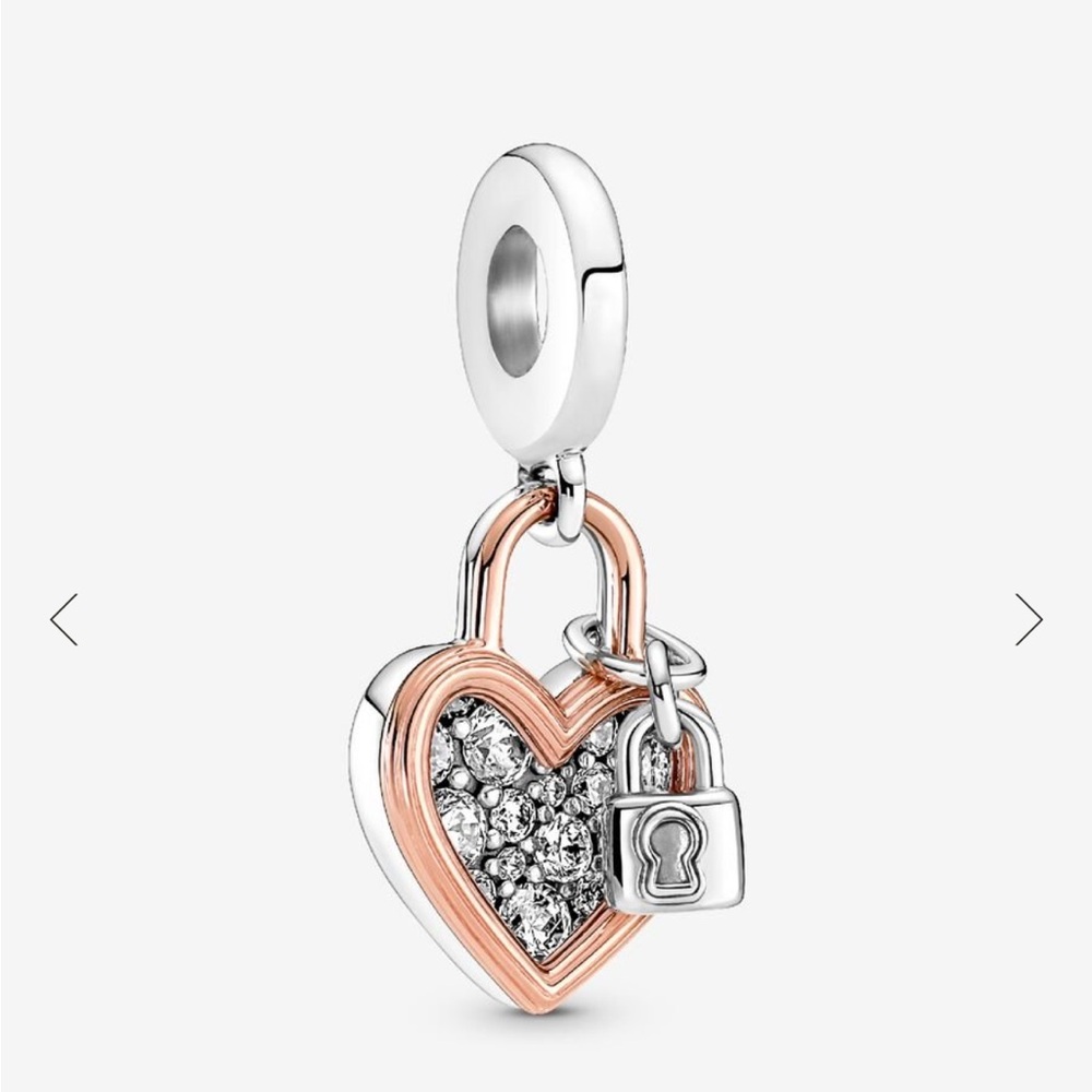 PANDORA Together Always Double Heart Padlock Charm